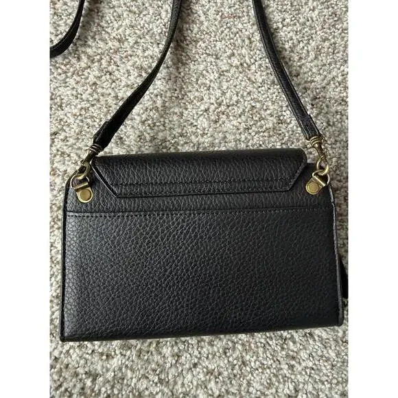 Black Relic Vegan Leather Textured Classic Designer Crossbody Bag - Picture 2 of 7